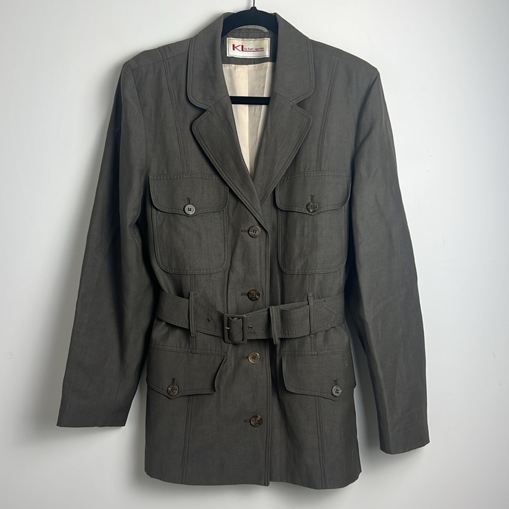 Vintage KL by Karl Lagerfeld Medium Brown‎ Belted Safari Jacket Blazer